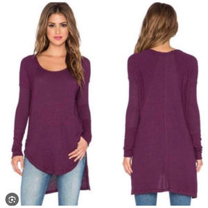 Free People Burgundy Ventura Drippy Thermal Top Long Sleeve sz XS